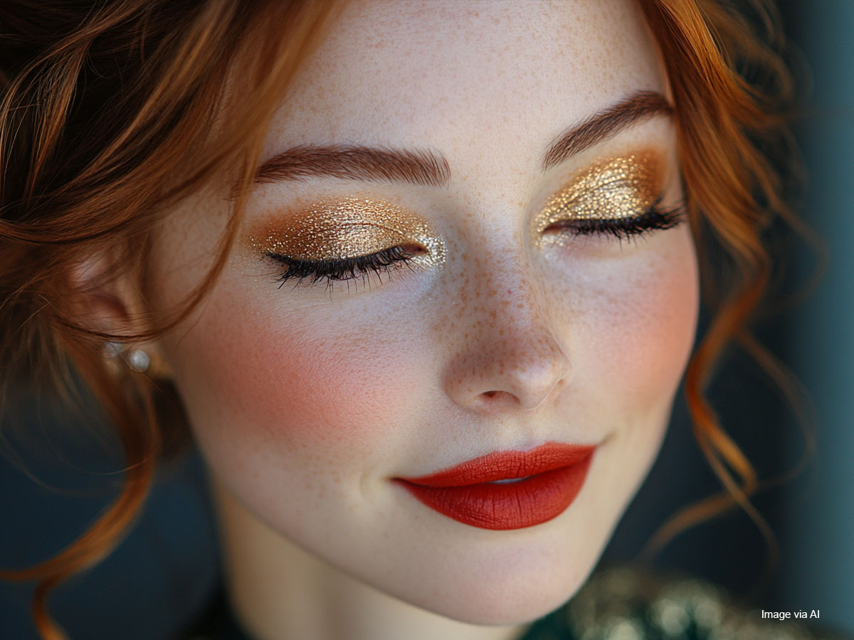 Red Lips + Gold Eyes