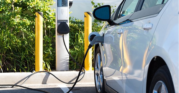 an electric car recharging