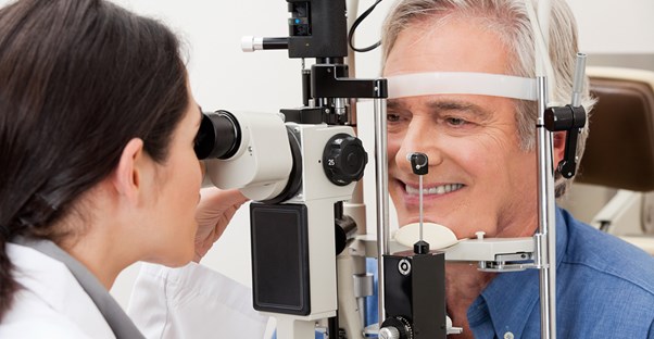 a patient being examined for glaucoma