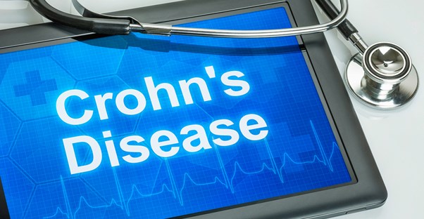 a tablet containing information on Crohn's disease risk factors
