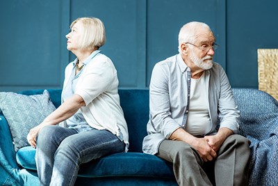 woman turning away from man