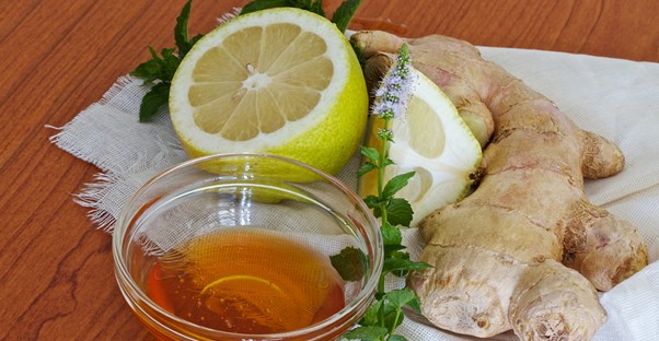 An assortment of natural remedies for sore throat