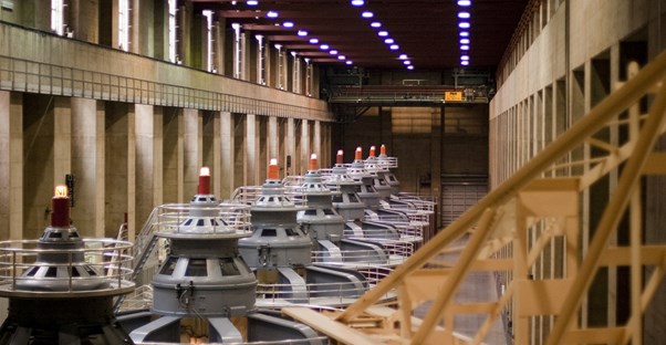 the internal geneator room at the Hoover Dam