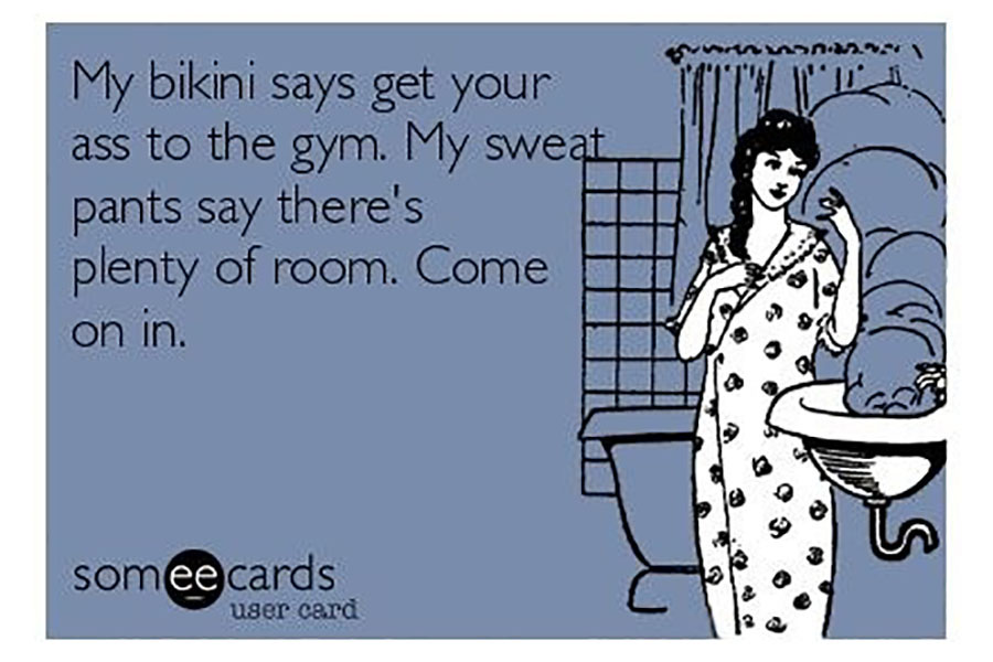 Who needs a swimsuit when you have sweatpants?