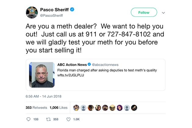 Florida Man Charged After Asking Deputies to Test Illicit Substance's Quality