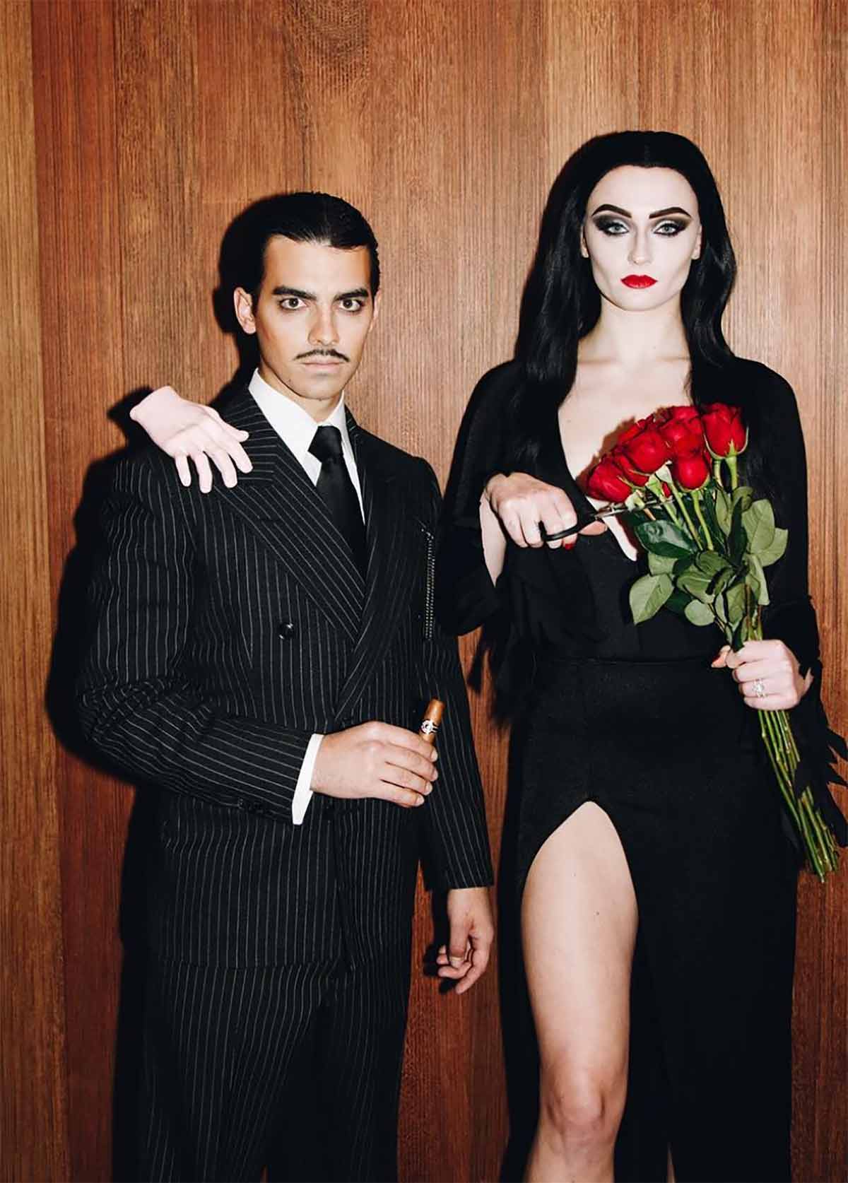 Joe Jonas and Sophie Turner as Gomez and Morticia Adams