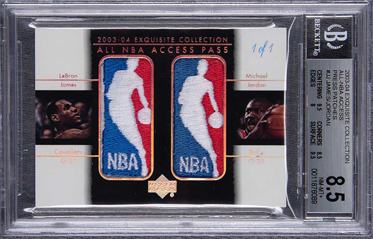 LeBron James/Michael Jordan (Upper Deck Exquisite Collection All-NBA Access Logoman Card 2003-04)