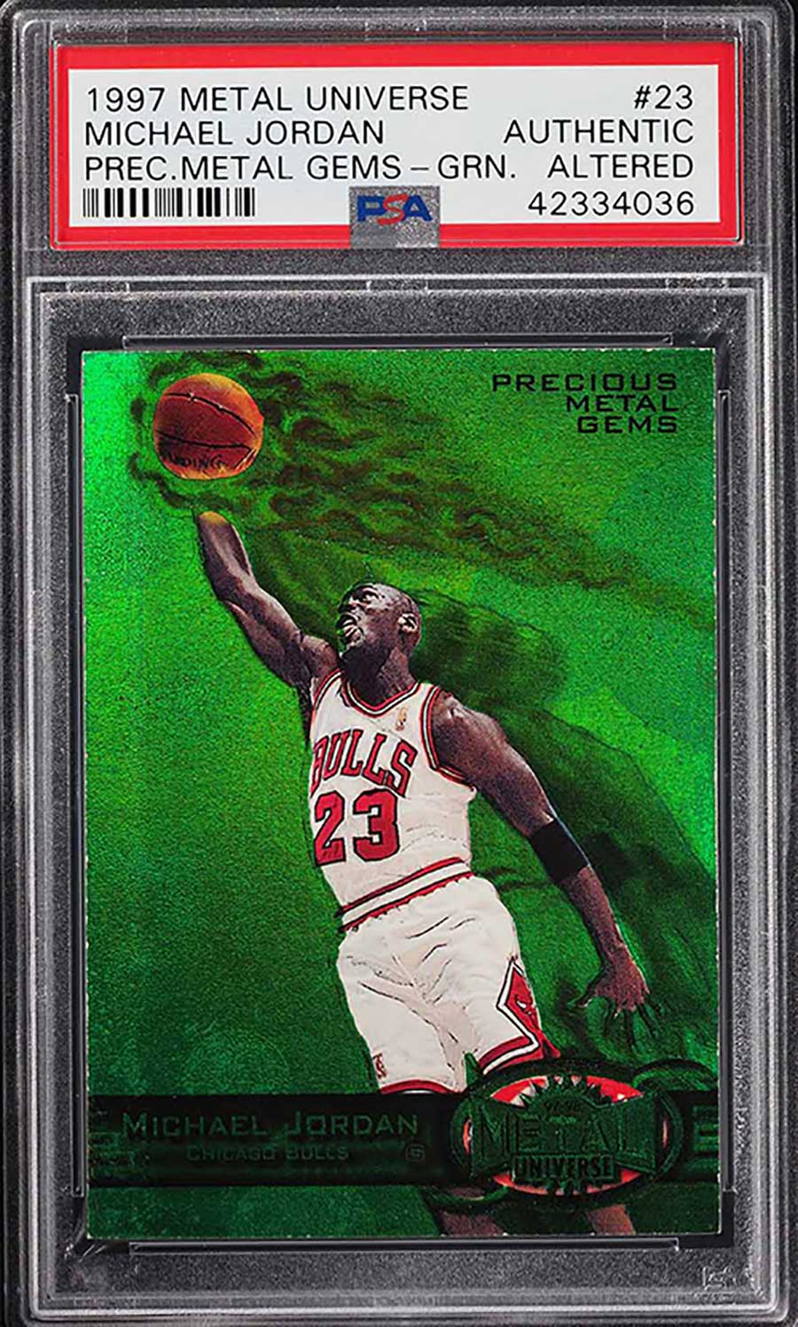 Michael Jordan (Metal Universe #9 Precious Metal Gems - Green Basketball Card 1997-98)
