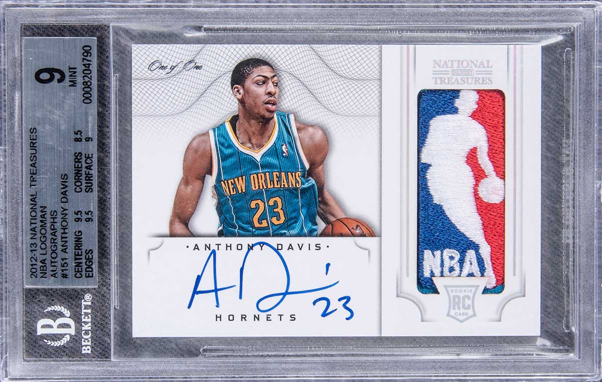 Anthony Davis (Panini National Treasures #151 Logoman Patch Basketball Card Autographed 2012-13)