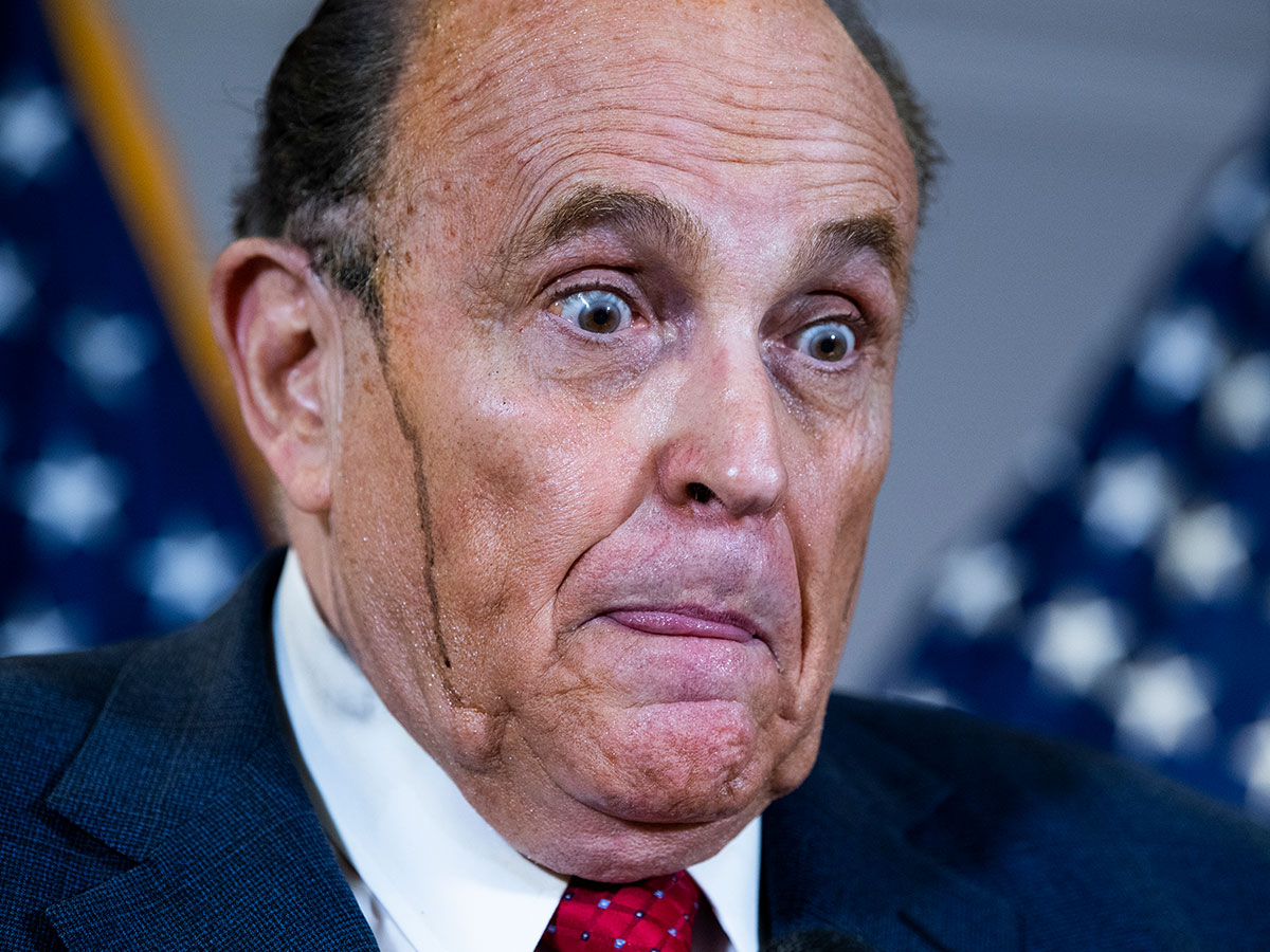 Giuliani's Hair Dye Drips Down His Face