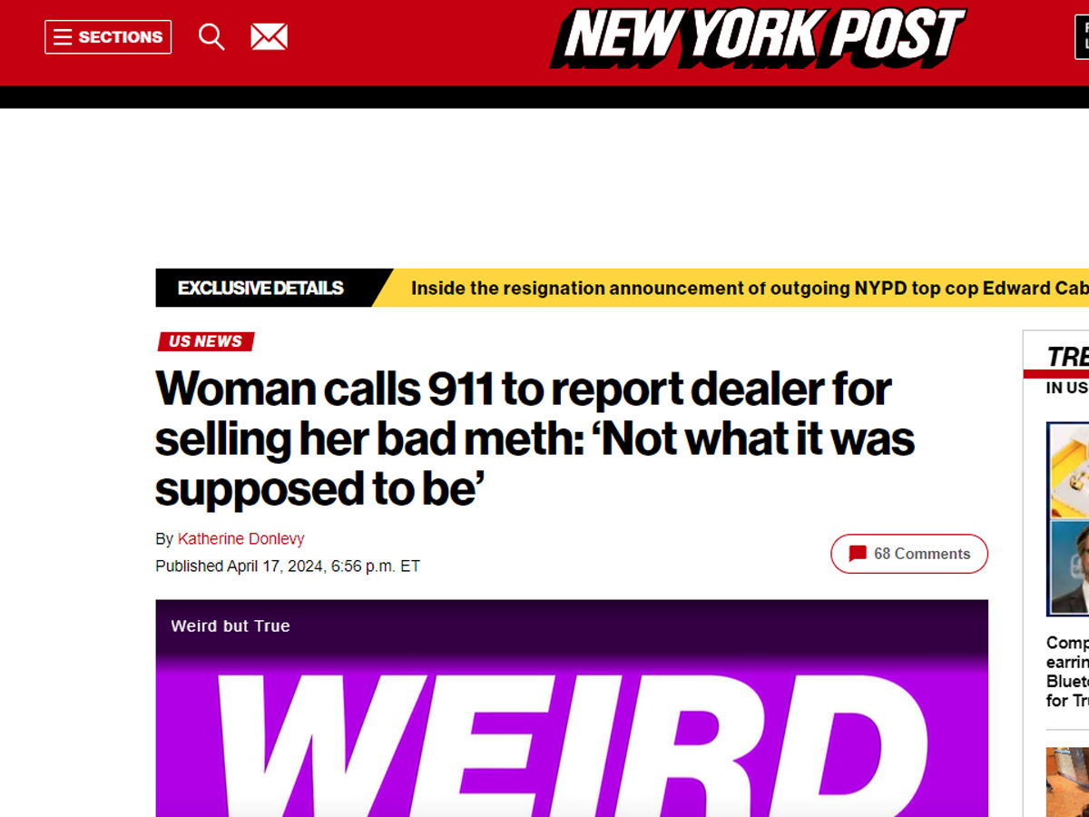 Woman Calls 911 To Report Dealer For Selling Her Bad Meth: ‘Not What It Was Supposed To Be’