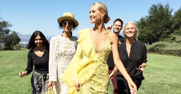 Heidi Klum with her entourage before the 2015 Emmy Awards