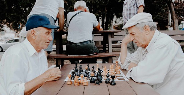 seniors playing chess