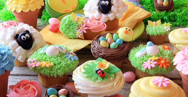 A table filled with Easter treats.