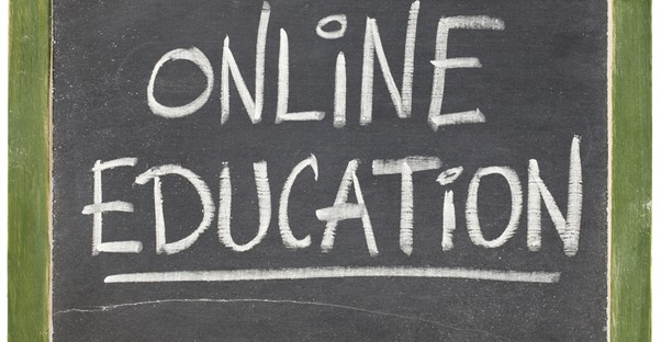 Chalkboard that says "online education"