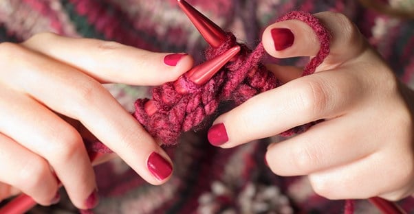 Woman's hands knitting