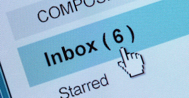 Closeup of email screen with Inbox selected