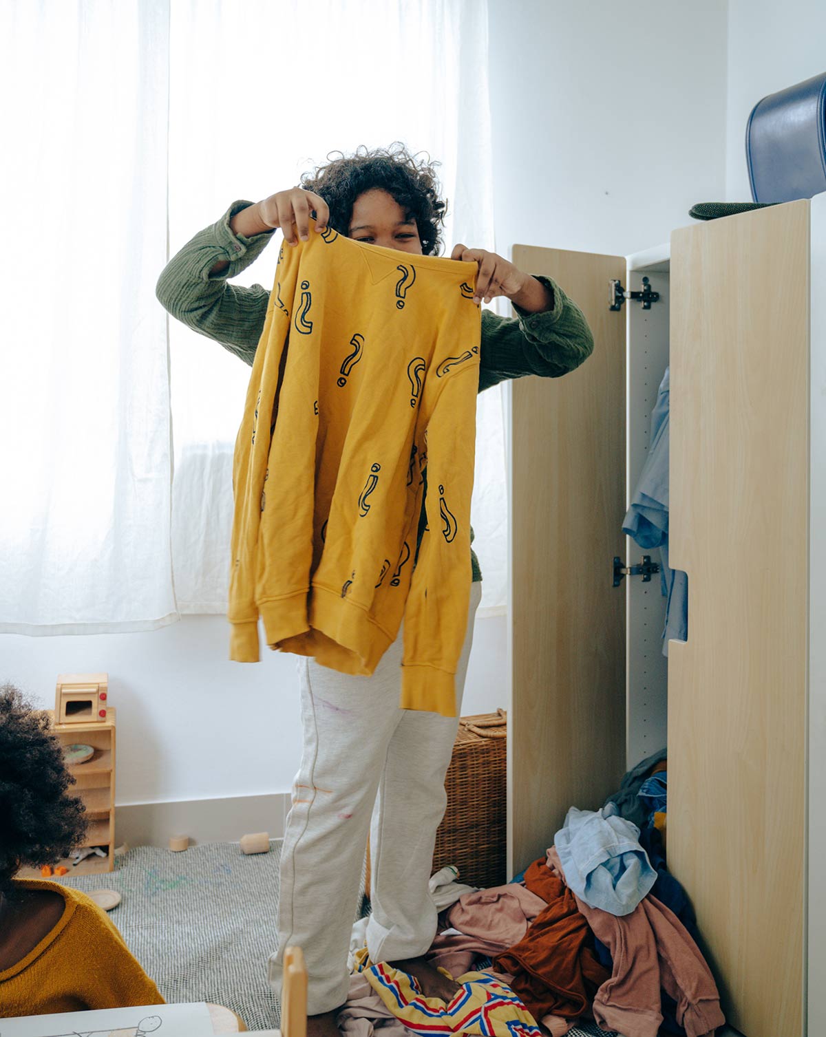 Clean out the kids’ clothes, shoes, and sports equipment.