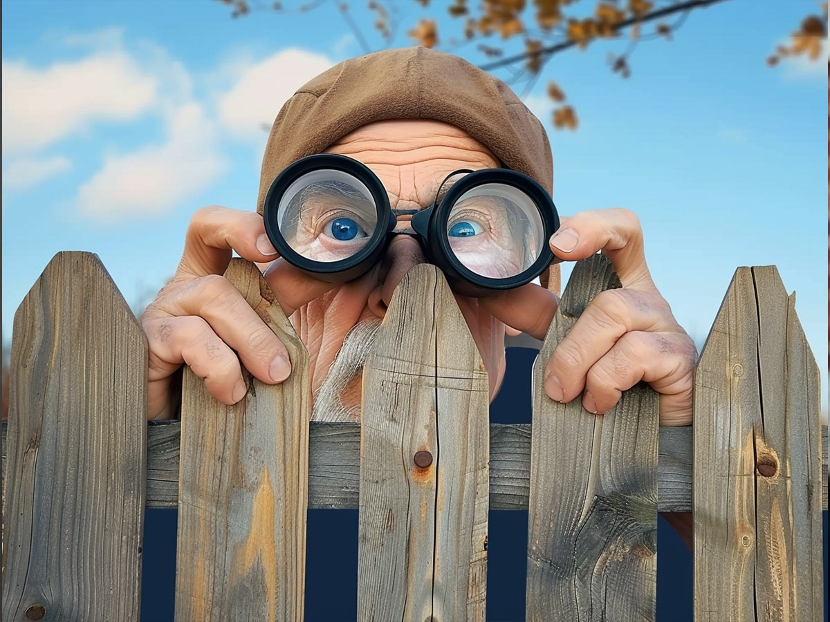Wooden Peeping Neighbor Art