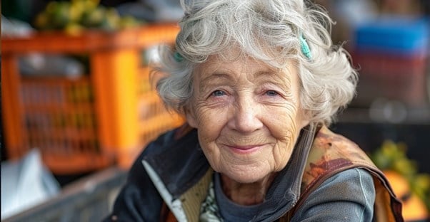 An Old Woman Happy About No Cost Junk Removal