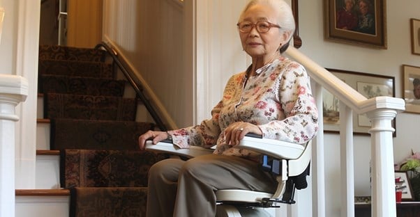A Senior on a Mobile Stair Lift