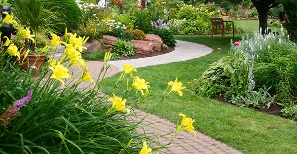 a perfect weed-free lawn and garden blooms in spring