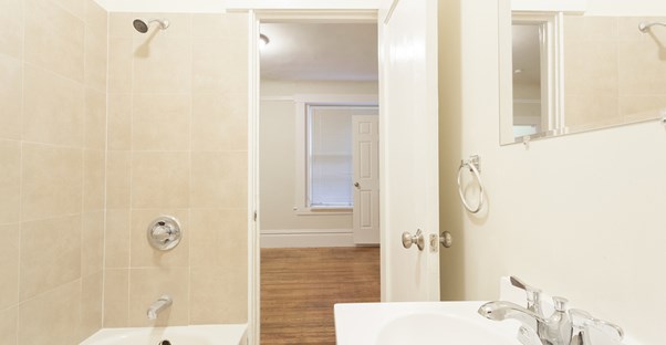 a rent house bathroom looks completely remodeled without any major renovation