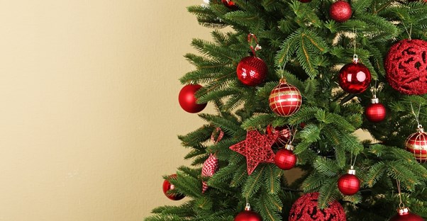 A decorated artificial christmas tree