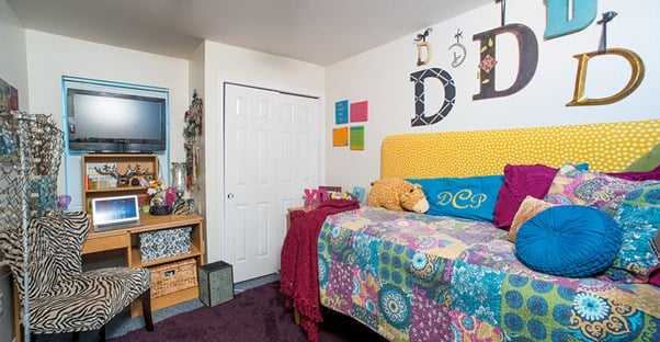 A dorm decorated on a budget