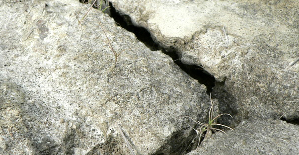 Crack caused by an earthquake