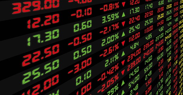 Screen displays stock prices important to options traders