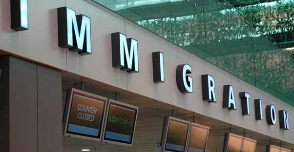 an immigration counter at an airport