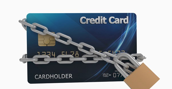 Secured credit card shown as a credit card with a padlock