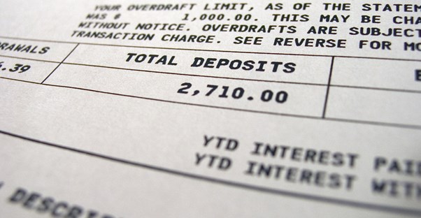 Receipt from a deposit to a checking account