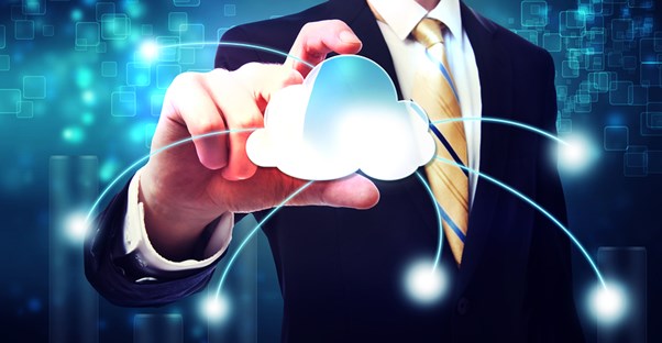 A digital representation of what the cloud does being held by a business man.