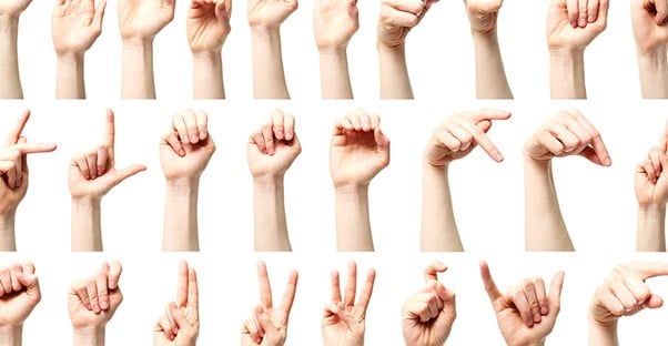 an online collage of all the letters of the alphabet in sign language to learn