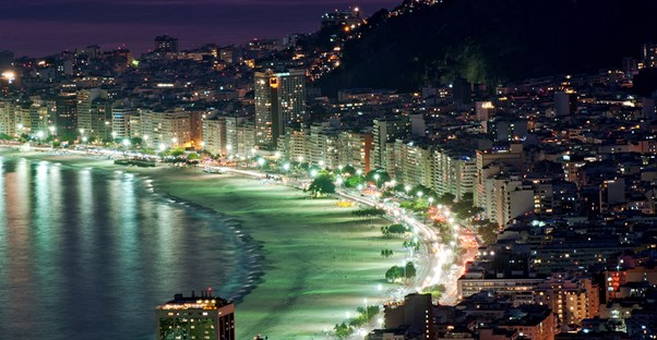 a view of the Brazilian beaches at night