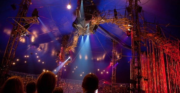 a cirque du soleil show is ready before a performance