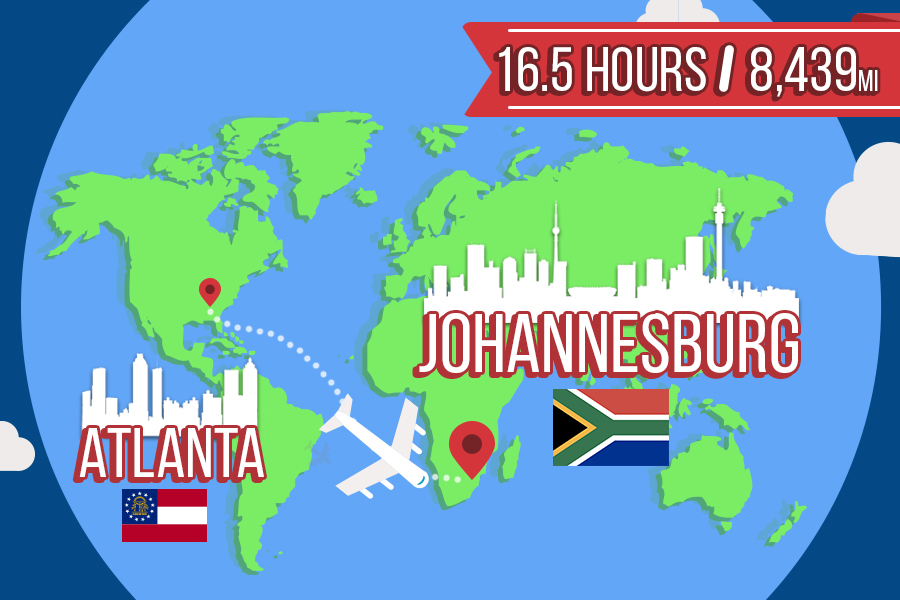 9. Atlanta to Johannesburg, South Africa