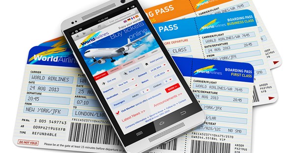 a boarding pass appears within a travel app on a smartphone