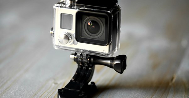 a GoPro camera sits on its stand