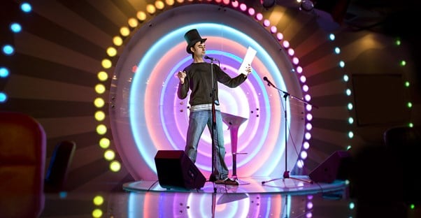 an entertainer performs at a family-friendly las vegas show
