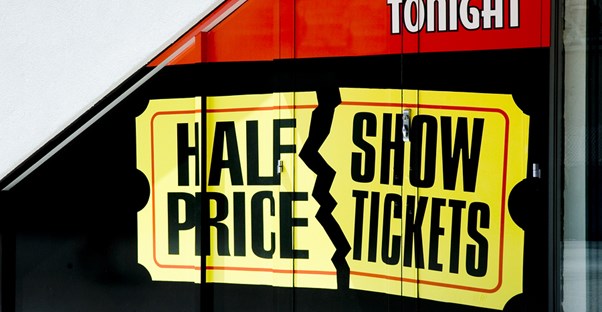 a half price show tickets advertisement billboard