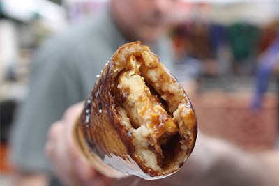 A deep fried snickers bar