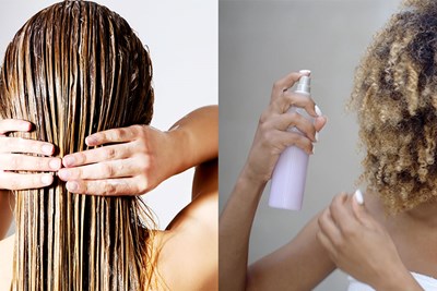 women putting product in their hair