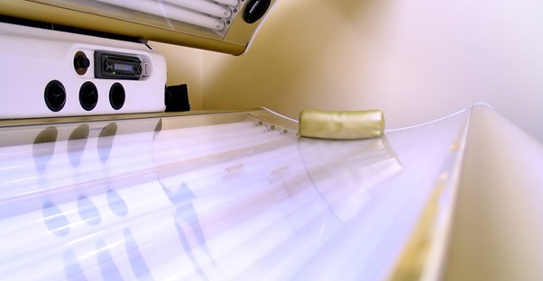 the interior of a tanning booth