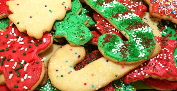 A heaping plate of holiday cookies.