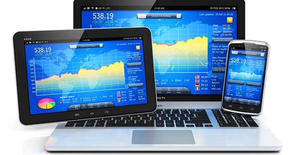 Gadgets displaying business accounting software