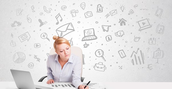 Woman comparing email marketing services