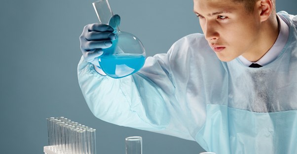 Man studying science in a lab